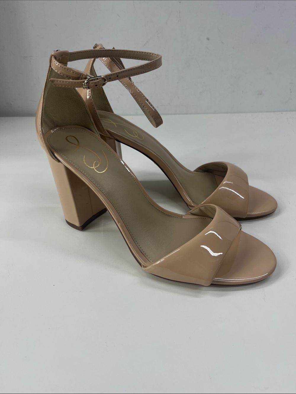 New Sam Edelman Robyn Faux Patent Blush Nude Size 8.5W